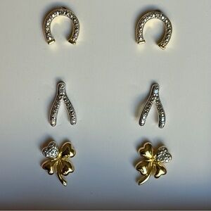 JTV White Diamond Accent 14k Yellow Gold Rhodium Over Brass Earrings